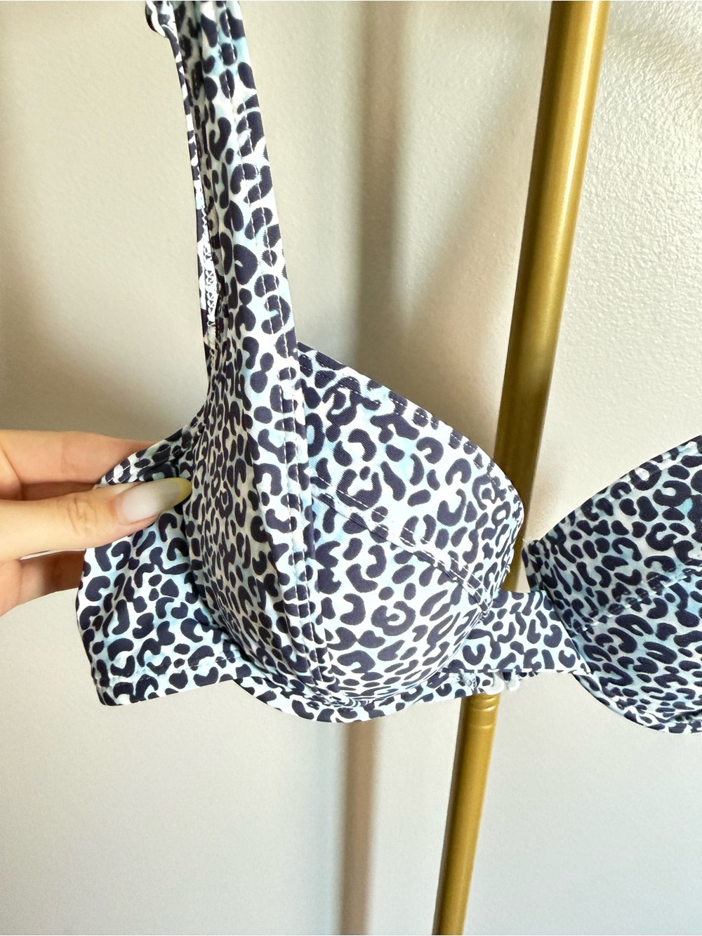 NWT Bar III Bikini Top – Blue Leopard Print, Size S - Picture 2 of 5